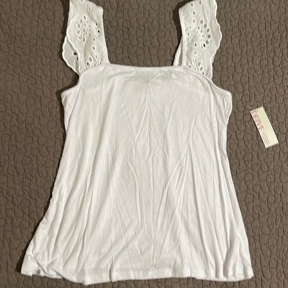 Women’s eyelet flutter-sleeve top